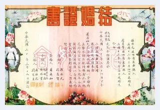 民国结婚证书似现代奖状 四周饰有吉祥图案 | 美术品知识