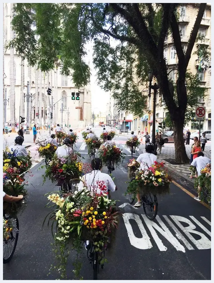  行为艺术与装置艺术 圣保罗大街上的鲜花自行车队 | 美术品欣赏